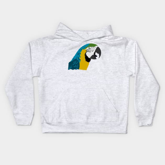 Blue and Gold Macaw Bust Kids Hoodie by stargatedalek